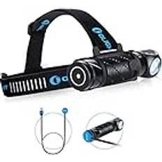 Olight OLIGHT Perun 2 kraftfull uppladdningsbar LED-strålkastare 2 500 lumen, 166 meter, pannlampa för camping, sport, arbete, fiske, nödsituation osv. vattentät IPX8, svart