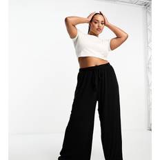 ASOS Curve Tie Belt Wide Leg Trouser - Black
