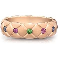 Treillage 18ct Rose Gold Multi-Coloured Thin Ring