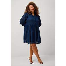 Zizzi Klänningar Zizzi Klänning vHut L/S Abk Dress - Blå