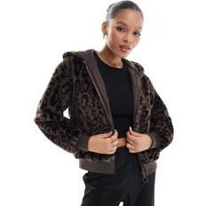 Leopard - Men Jackets Stradivarius Hooded faux shearling lined jacket Brown