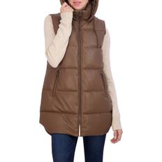 Brown - Women Vests Sebby Quilted Puffer Vest in Brown X-Large