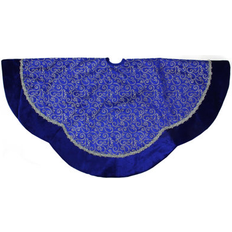 Silver Christmas Tree Skirts 48" Royal Blue Silver Swirl Christmas Tree Skirt with Scalloped Trim 48.0 In. L x 48.0 In. W x 1.0 In. H Christmas Tree Skirt