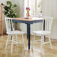 Dunelm Chairs Dunelm Set of 2 Dining Beech Wood White Kitchen Chair 2pcs