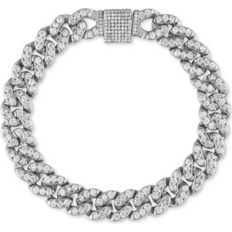 Macy's Men Bracelets Macy's Cubic Zirconia Curb Link Chain Bracelet in Sterling Silver Silver 8 1/2 inches