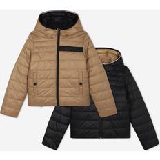 Brown Outerwear BOSS HUGO Kids' Reversible Down Puffer Jacket, Cookie/Black