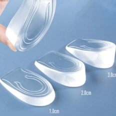 2pcs Heightening Insole, Classic Transparent Silicone Soft & Elastic Comfortable Washable Shoe Lifts, Suitable For Sports Shoes