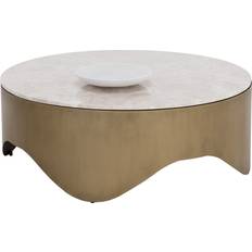 Gold - Marble Coffee Tables Guinevere Modern White Brass Iron Round Coffee Table