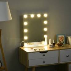 Homcom Hollywood Vanity Mirror, Lighted Makeup Dressing Table Mirror, 12 Dimmable LED Bulbs, USB Power Supply, White