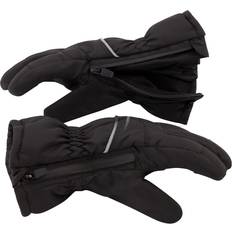 Boys Mittens Andy & Evan Kids' Waterproof Snow Gloves Winter Gloves Side Zippers Touchscreen Ski Snowboard Sledding w/Warm Fleece Palms, Black, 7-8