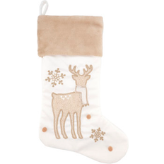 Stockings Festive Whimsy Reindeer H x 11" W - Ivory Stocking 20"