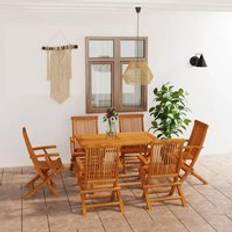Garden & Outdoor Furniture Berkfield Home 7 Piece Garden Solid Teak Wood - Brown Patio Dining Set