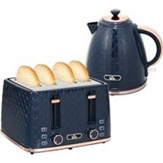 Homcom Kettle And Toaster Set 1.7L 3000W 4 Slice with 7 Level Browning Controls & Crumb Tray, Blue