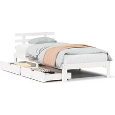 Senge & Madrasser vidaXL Med Skuffer 90x200 cm Massivt Fyrretræ Hvid Sengeramme