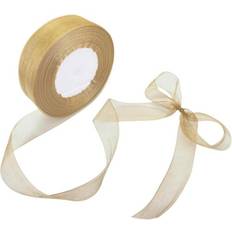 Wedding Gift Wrap Ribbons 1 inch 50 yards sheer organza ribbon chiffon for gift wrapping gold