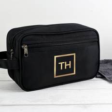 Gold Toiletry Bags & Cosmetic Bags Personalised Memento Company Personalised Gold Initials Black Toiletry Bag Black