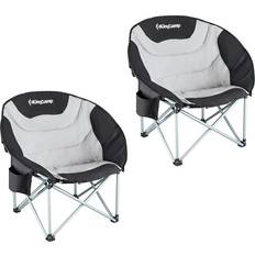 KingCamp Moon Chair Camping Folding Garden Chairs Heavy Duty Padded Camping Chair With Cup Holder Camping Chair set of 2