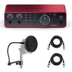 Focusrite Scarlett 2i2 4th Gen USB Interface w/SW, w/2x 15' XLR Cable,Pop Filter