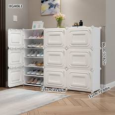 Shein White Simple Cabinet Multilayer Shoe Rack