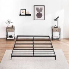 IDEALHOUSE Metal Low Bed Frame 6 Inch Queen Size Platform Heavy Duty Mattress Foundation - Black