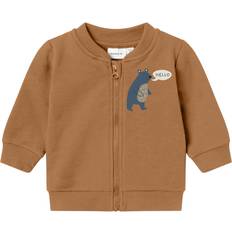 Beige Trøjer Name It Sweatcardigan NbmVonne Almond/Bear Cardigan