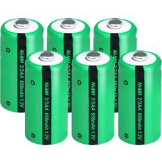 Durnergy 6Pcs 2/3AA NIMH Rechargeable Battery 1.2V 650mah Button-Top Battery for Digital Camera Solar Lights Printers 30 * 15mm, 2/3AA, NOT AA or AAA Size