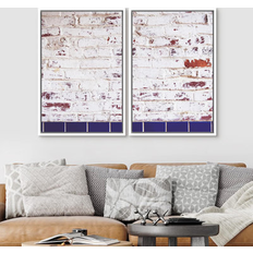 Interior Details SIGNLEADER Canvas Print Wall Set Textured White & Blue Brick 24" H x 32" W x 1.5" D Framed Art