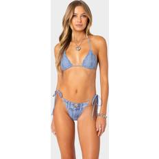 Blue Bikini Tops Edikted Denim Triangle Bikini Top