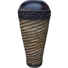 Brown Vases Romimex Floor Brown Rattan Terracotta 30 x 80 x 30 cm Vase