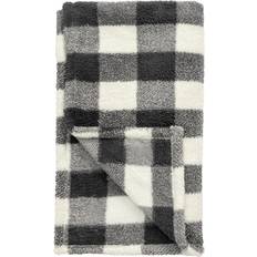 Printed Fleece Check Throw - Mono -125x150cm