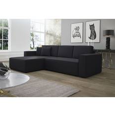 Furniture Kunstleder Schwarz Ottomane Links Sofa