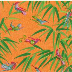 Orange birds in paradise leaves paper lunch napkins 3ply 33 cm square