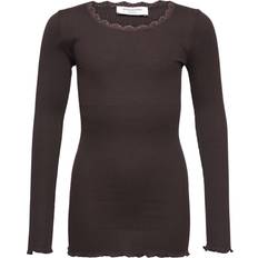 Kinderbekleidung Rosemunde Silk Tshirt w/ Lace Dark Espresso Langærmede T-shirts hos Magasin