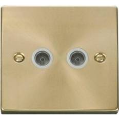 Electrical Accessories SE Home Satin Brushed Brass 2 Gang Twin Coaxial TV Socket Gold One Size