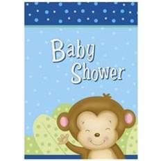 Baby Cards & Invitations Unique Party Monkey Baby Shower Invitations Pack of 8 Blue/green/brown