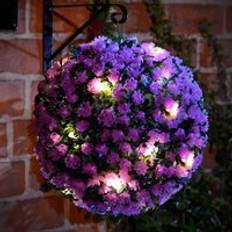MantraRaj 28 cm Solar Powered Topiary Ball 20 LED Flower Lights Dual Function - Purple