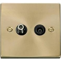 Black Wall Outlets SE Home Satin Brushed Brass Satellite And Isolated Coaxial 1 Gang Socket Gold One Size