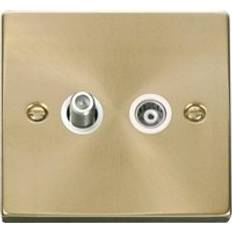 SE Home Satin Brushed Brass Satellite And Isolated Coaxial 1 Gang Socket Gold One Size