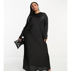 ASOS Tøj ASOS ASOS DESIGN Curve Sort maxikjole med skråt snit og knapper satin-Black