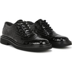 Damen - Kunstleder Oxford Franco Sarto Audrey Oxford Shoes Black Croc Print Faux Leather Round Toe