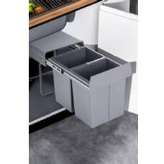 Living and Home Waste Bin Dustbin 2-Section Double Compartments Trash Can Kitchen 20L - Grey