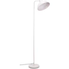 White Floor Lamps ValueLights Morris White Retro Dome Metal with LED Bulb Floor Lamp