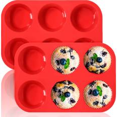 Silicone Muffin Pan - 6 Cups Non-Stick Cupcake Molds Tin