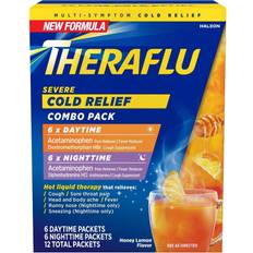 Medicines Theraflu Daytime + Nighttime Severe Cold Relief Combo Powder Packs Honey Lemon 12 ct