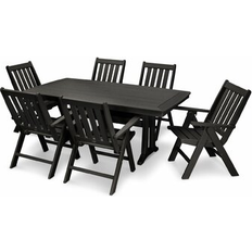 Patio Dining Sets Vineyard Folding Chair 7-Piece Outdoor 29.0 H x 73.0 W x 38.0 D in Gray/Plastic 6 pcs Patio Dining Set