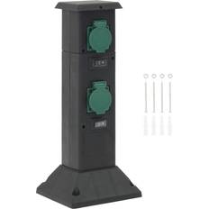 Utomhus Vägguttag vidaXL Outdoor Socket Column 4-Way Power Socket Electrical Outlet Black&Green