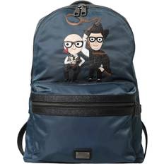 Dolce & Gabbana Blue Nylon #DGFamily Patch Herre Backpack Bag Backpacks Men Bags, Blue, Blå Color_Blå Herre, Material: 41% Nylon 39% Leather 15% PP 5% PC, New with tags ONESIZE
