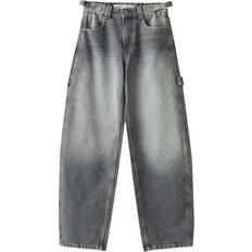 Bershka Dam Kläder Bershka Gråtvättad snickarjeans med justerbar midja-Grå/a