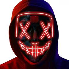 Unisex Head Masks Fancy Dress Red LED Purge Mask Light Modes Scary Spooky Halloween Fancy Costume Party Prop