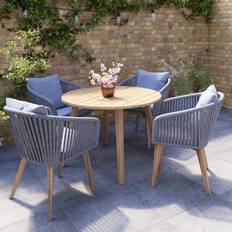 GoodHome Vitello Grey & Natural 4 - One Size Patio Dining Set